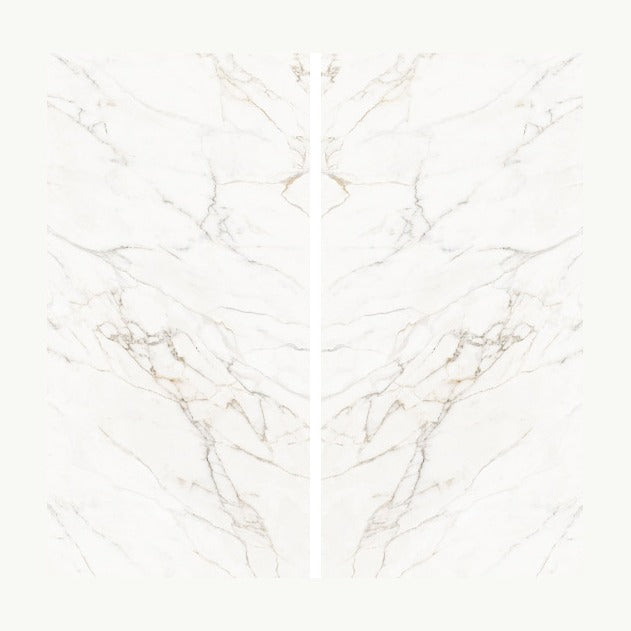 Calacatta Lucca porcelain, bookmatched pair of slabs
