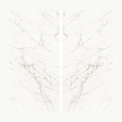 Calacatta Lucca porcelain, bookmatched pair of slabs