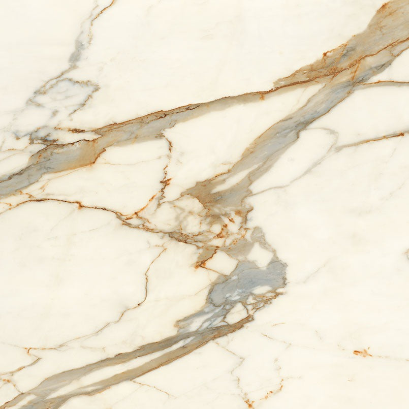 Calacatta Marbella porcelain slab, close up of the surface