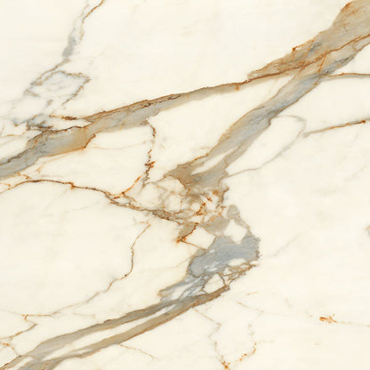 Calacatta Marbella porcelain slab, close up of the surface