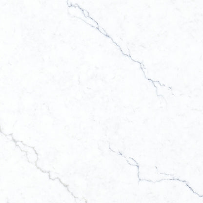 Calacatta Miraggio Cielo Honed LumaLuxe Ultra quartz slab, close up of the surface