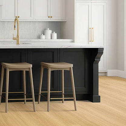 Calacatta Miraggio Duo LumaLuxe Ultra quartz kitchen countertop installed in a room setting