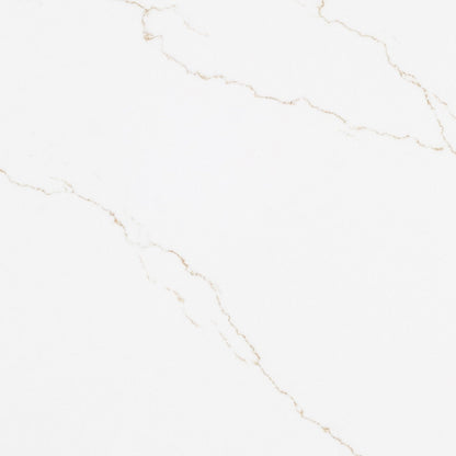 Calacatta Miraggio Gold Honed LumaLuxe Ultra quartz slab, close up of the surface