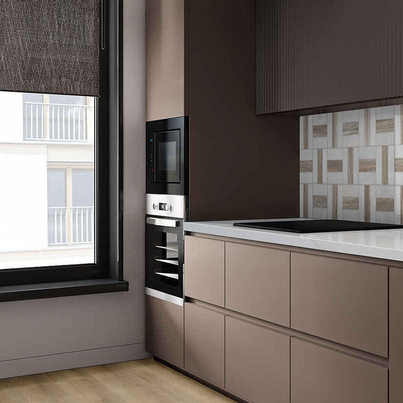 Calacatta Miraggio Gold LumaLuxe Ultra quartz kitchen countertop installed in a room setting