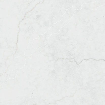 Calacatta Miraggio Lusso LumaLuxe Ultra quartz slab, close up of the surface