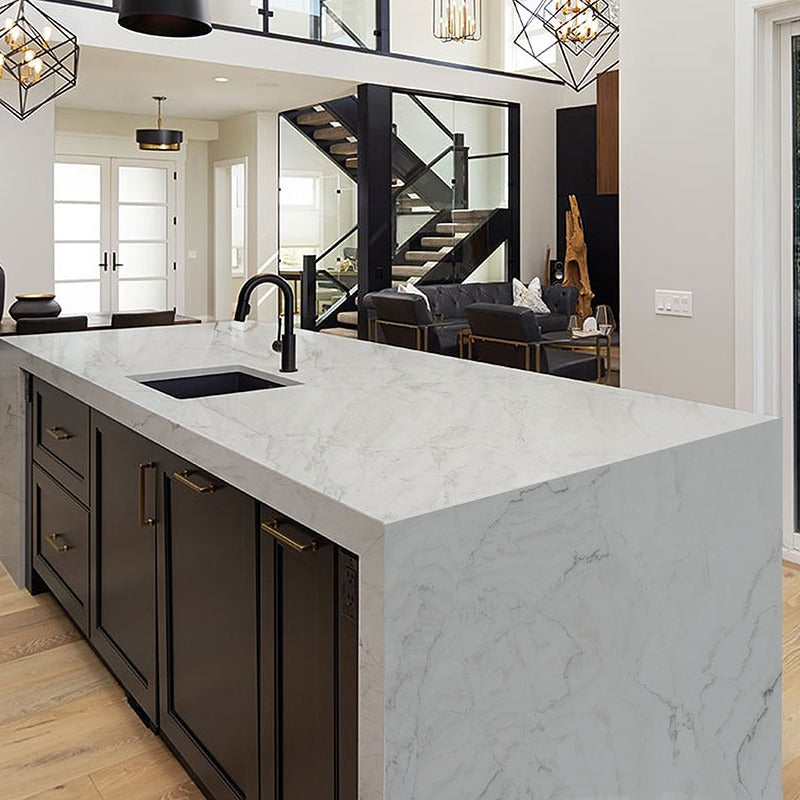 Calacatta Montreal quartzite installed in a room setting