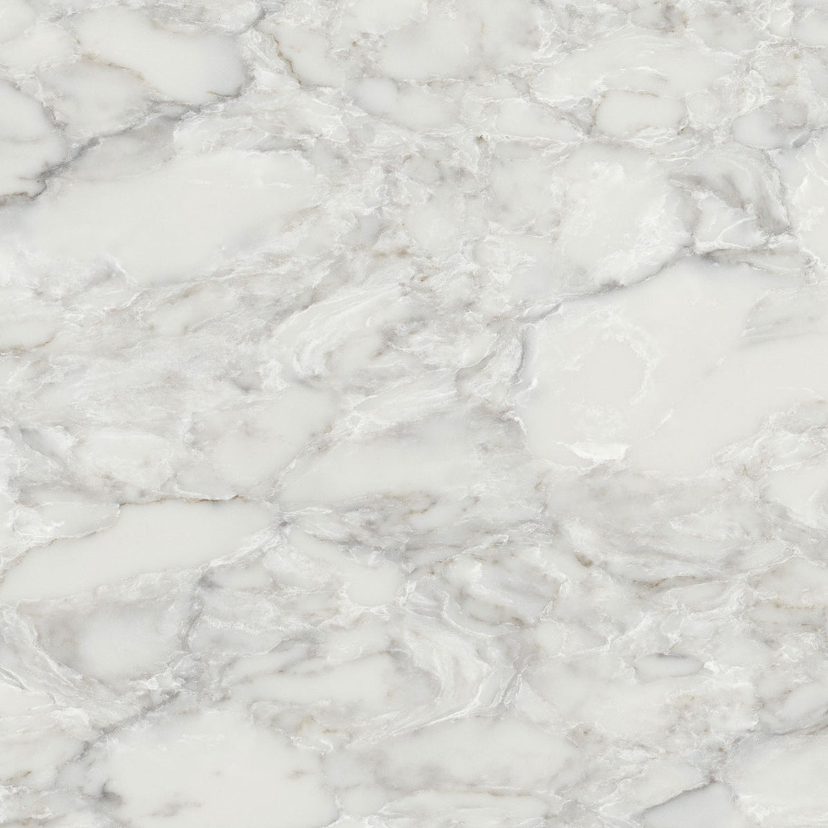 Calacatta Ocellio LumaLuxe quartz slab, close up of the surface