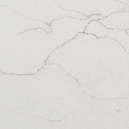 Calacatta Prado quartz slab, close up of the surface