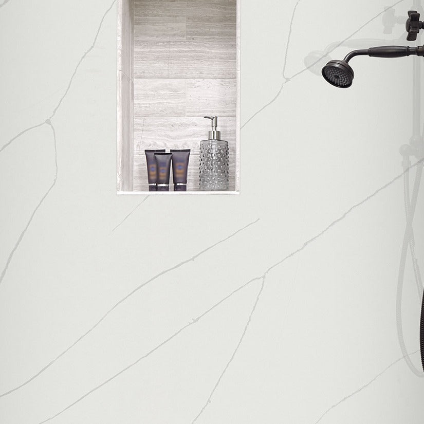 Calacatta Ultra quartz countertop installed in a room setting