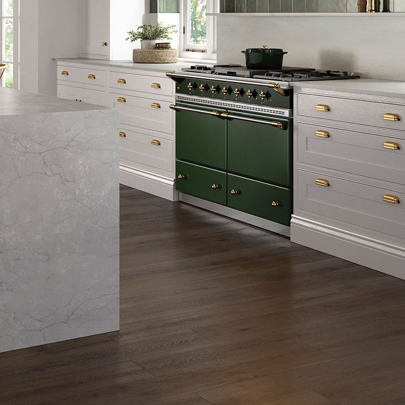 Calacatta Versailles quartz countertop installed in a room setting
