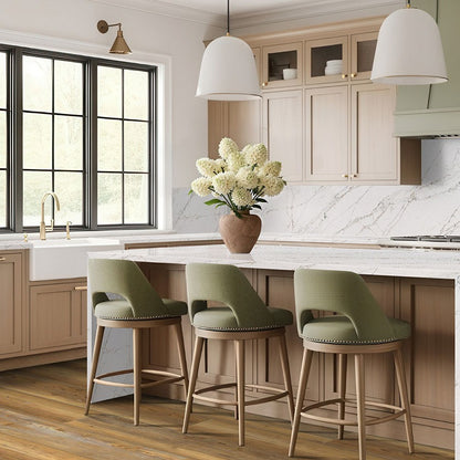 Calacatta Viraldi LumaLuxe quartz kitchen countertop installed in a room setting