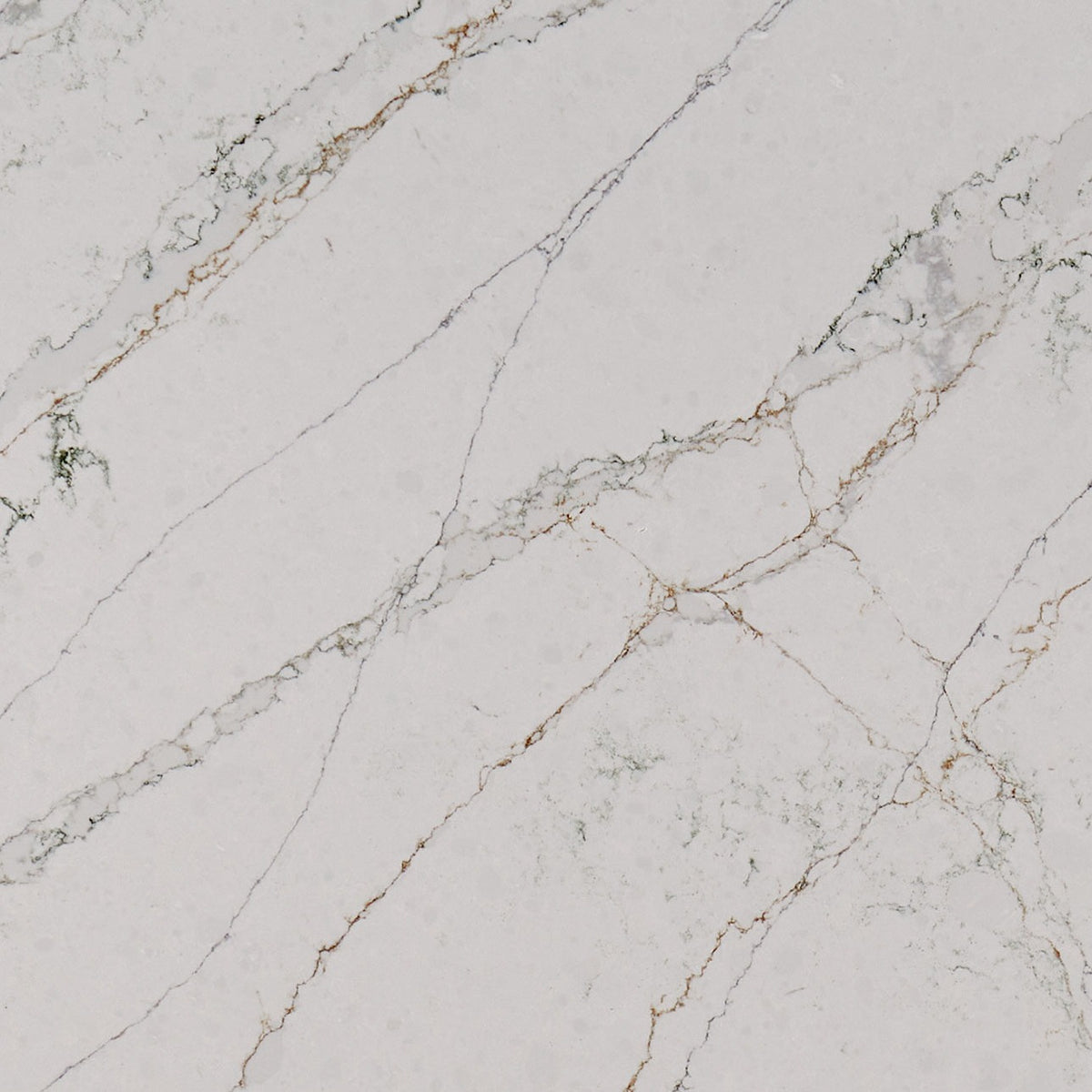 Calacatta Viraldi LumaLuxe quartz slab, close up of the surface