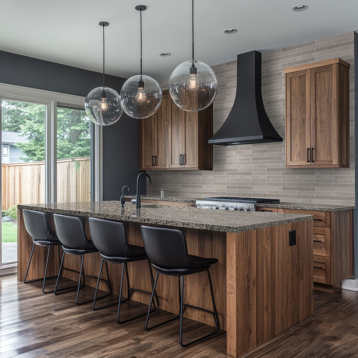 Caledonia granite countertop installed in a kitchen