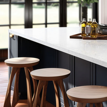 Carrara Lumos LumaLuxe quartz kitchen countertop installed in a room setting