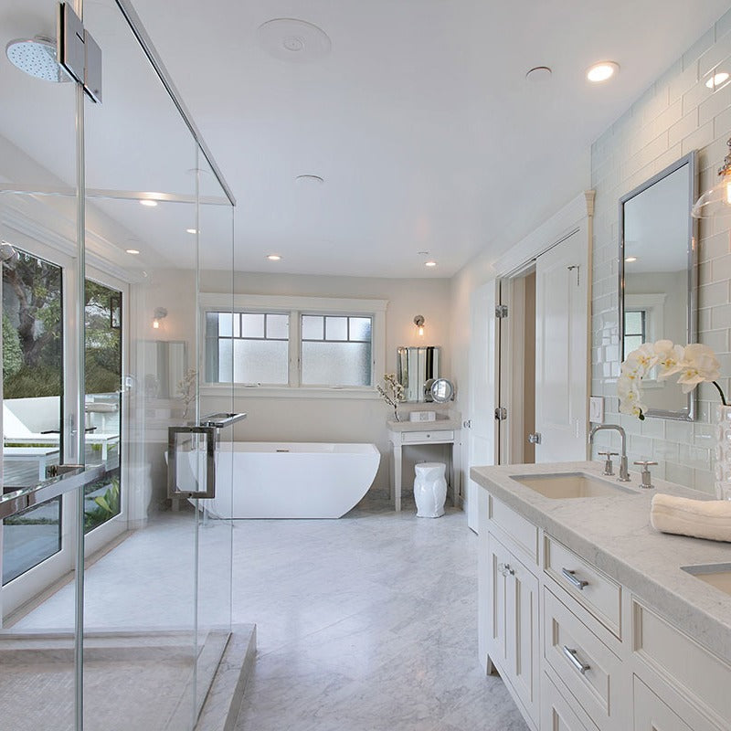 Carrara White marble installed in a room setting