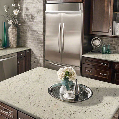 Colonial White granite countertop installed in a kitchen