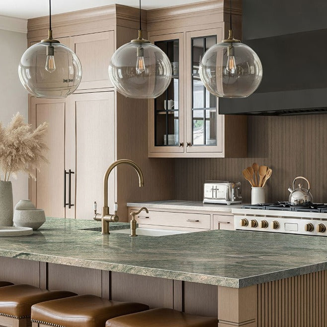 Costa Esmeralda granite countertop installed in a kitchen