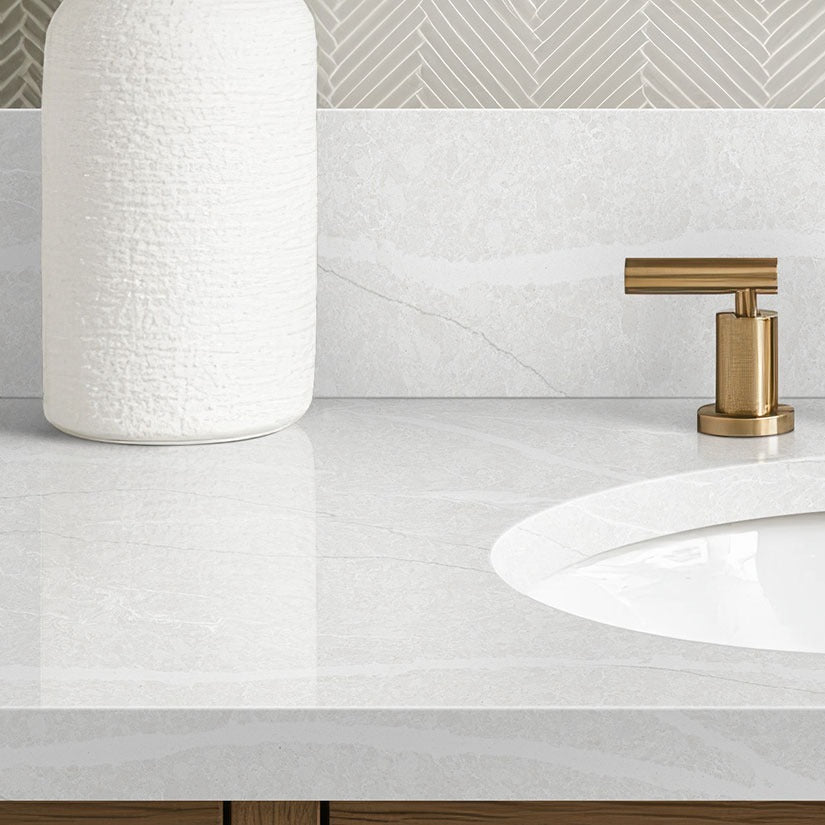 Eroluna quartz countertop installed in a room setting