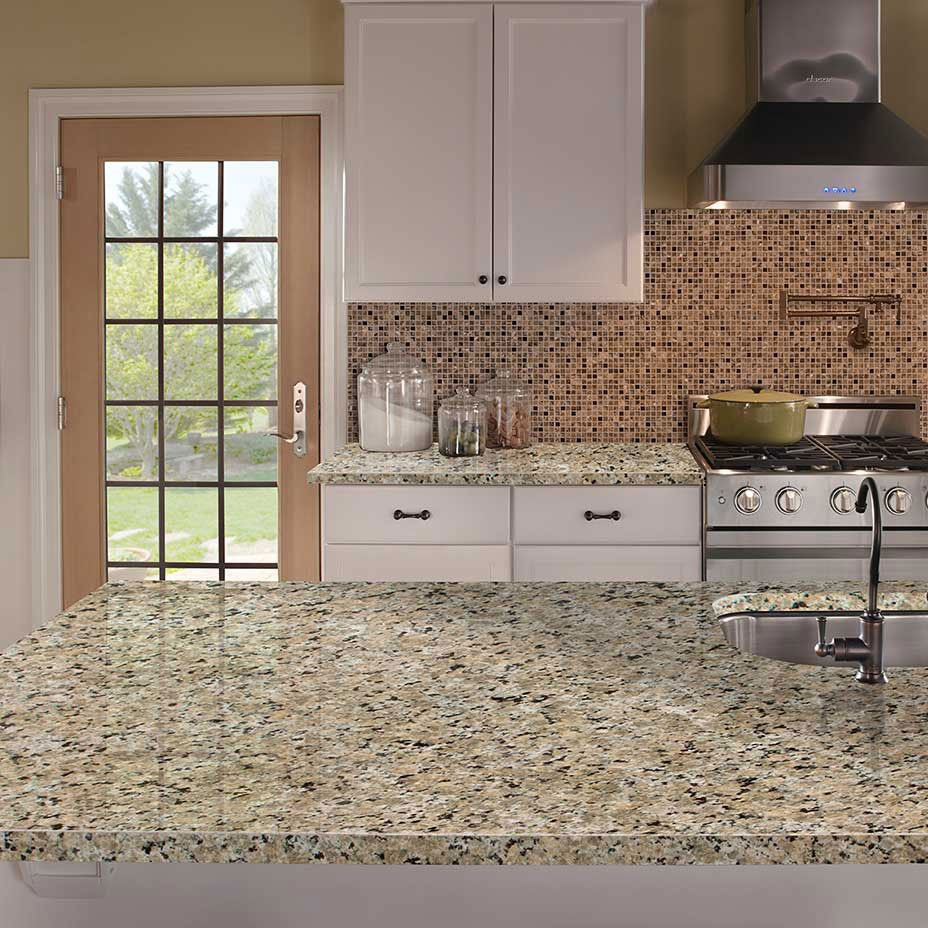 Ferro Gold granite countertop installed in a kitchen