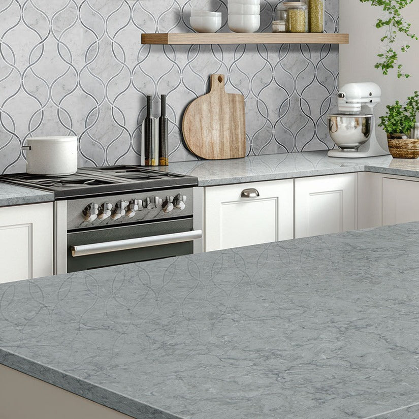 Galant Gray LumaLuxe quartz kitchen countertop installed in a room setting