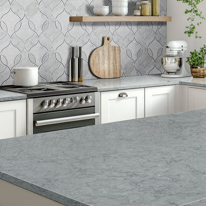 Galant Gray LumaLuxe quartz kitchen countertop installed in a room setting