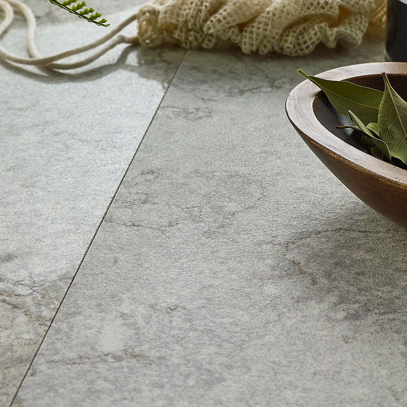 Gray Lagoon Concrete quartz countertop installed in a room setting