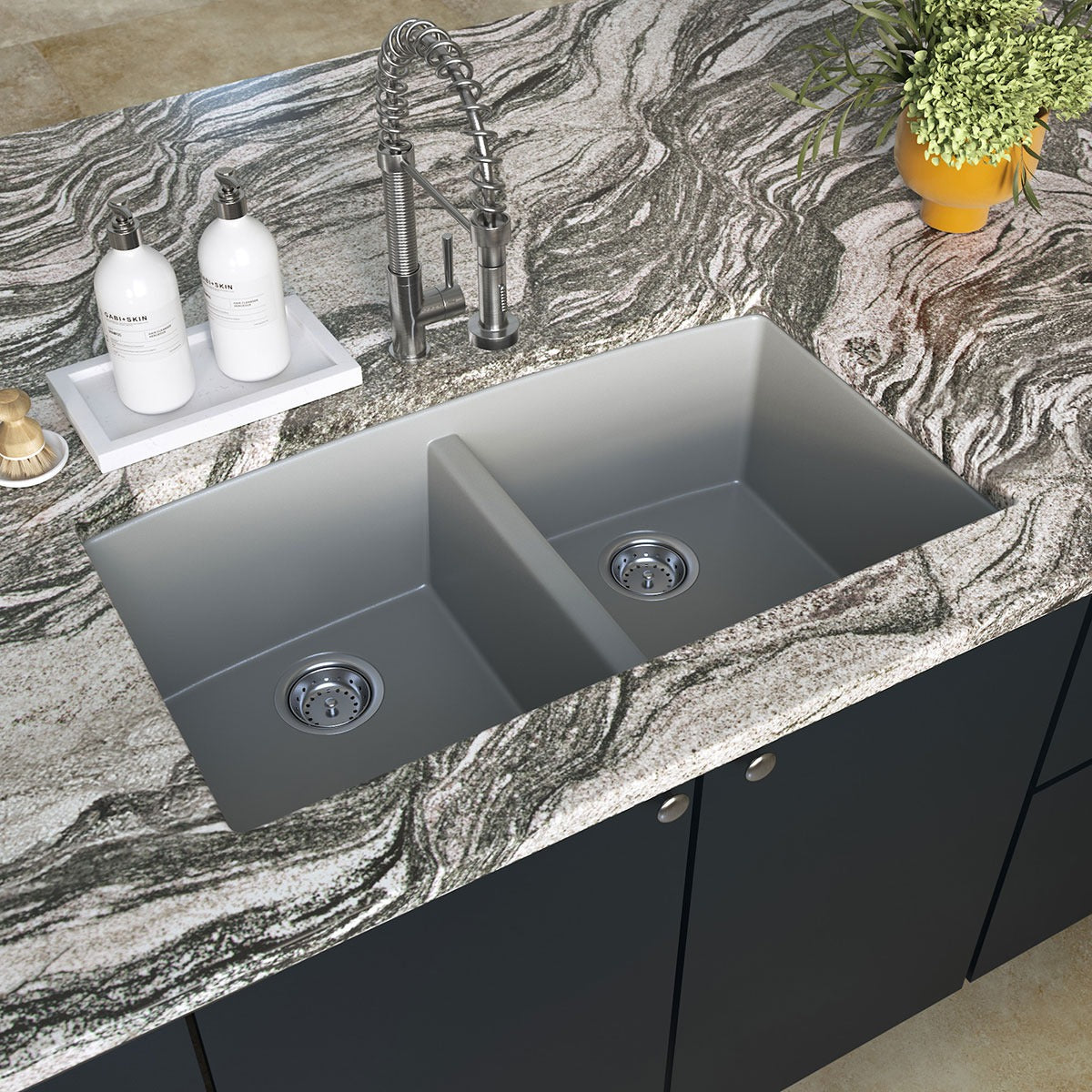 Gray Mist granite countertop installed in a kitchen