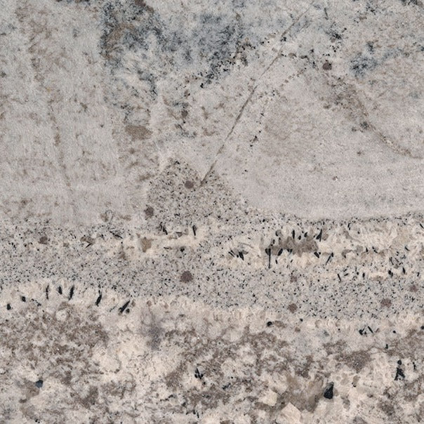 Gray Nuevo granite slab, wider view of the stone pattern