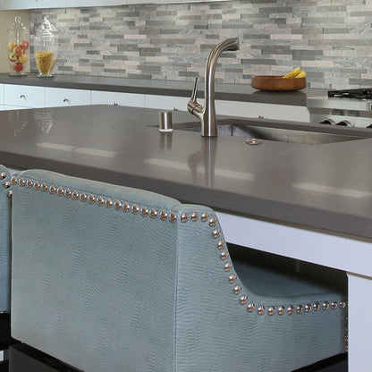 Iced Gray quartz countertop installed in a room setting