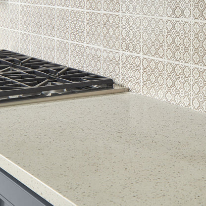 Iced White quartz countertop installed in a room setting