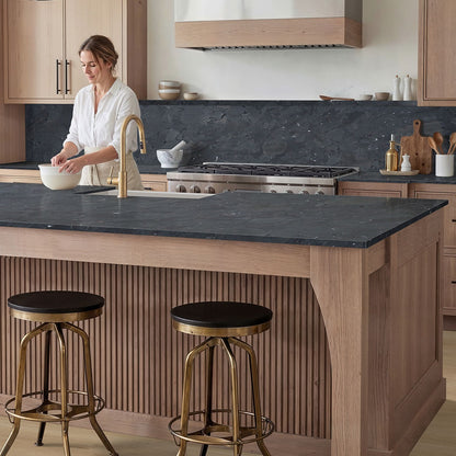 Infinity Black quartzite countertop installed in a kitchen