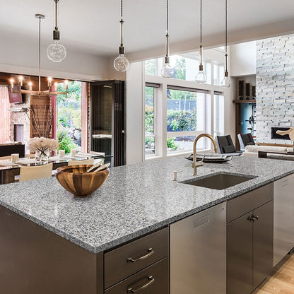 Luna Pearl granite countertop installed in a kitchen
