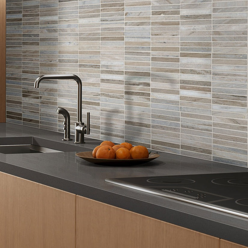 Manhattan Gray quartz countertop installed in a room setting