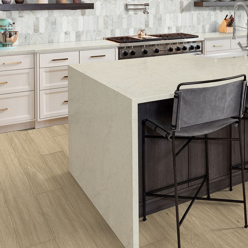MarfiTaj quartz kitchen countertop installed in a room setting