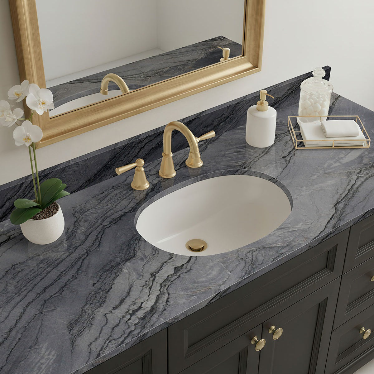 Mercury Gray quartzite installed in a bathroom