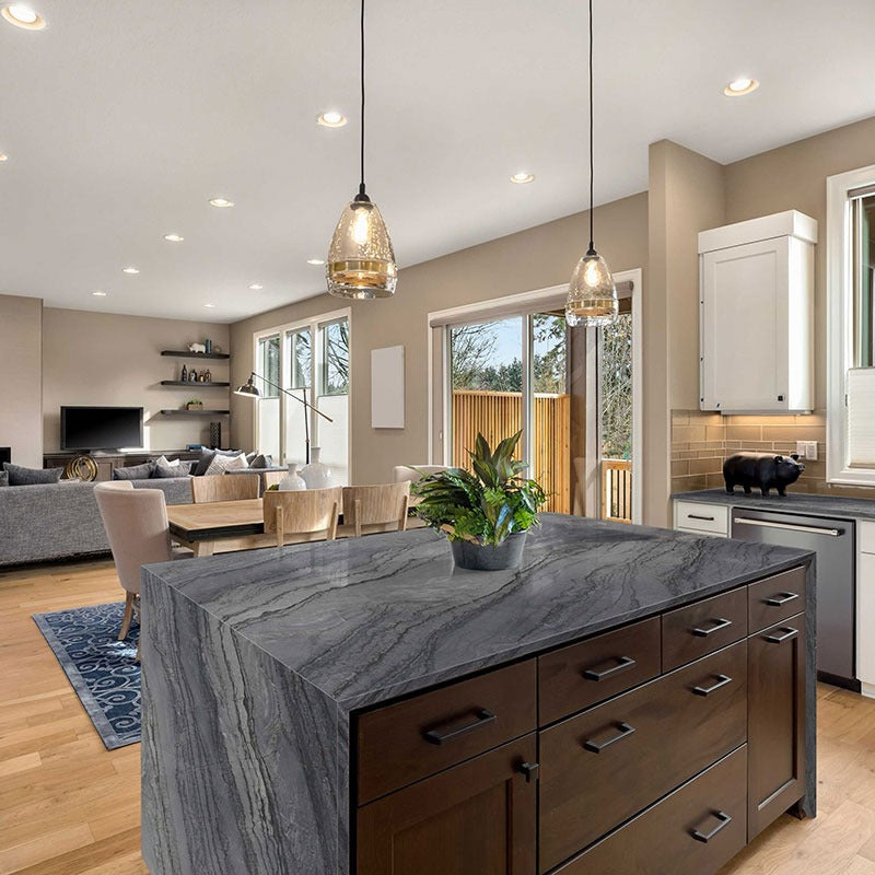 Mercury Gray quartzite installed in a room setting