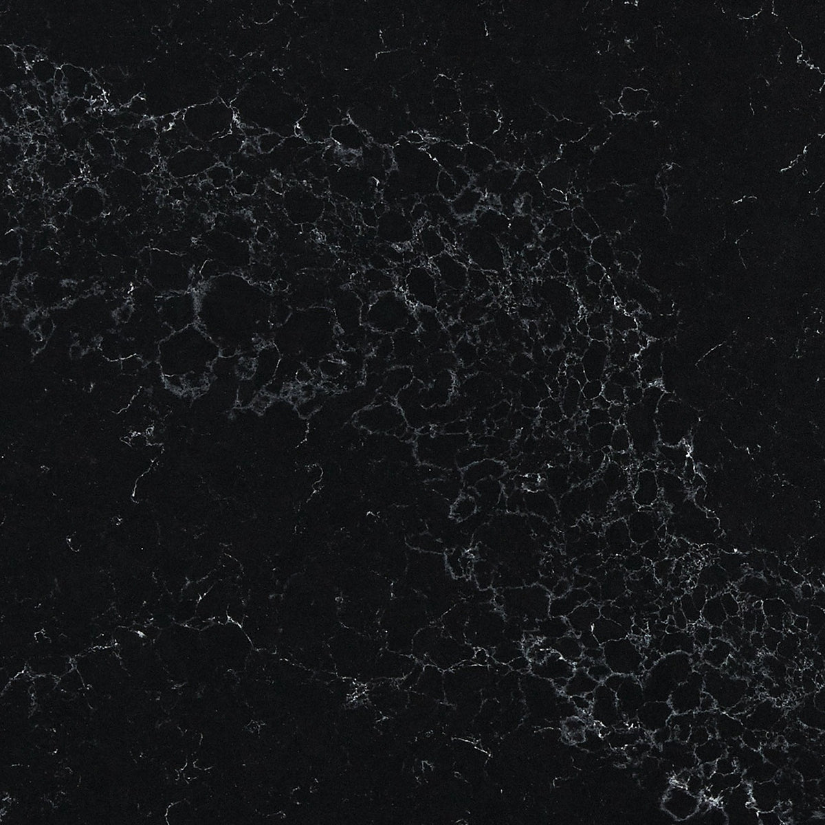 Midnight Corvo quartz slab, close up of the surface