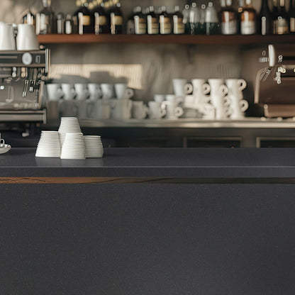 Midnight Majesty Concrete quartz countertop installed in a room setting