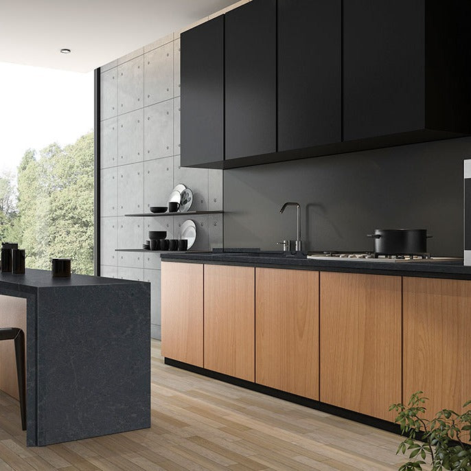 Nero Mist granite countertop installed in a kitchen