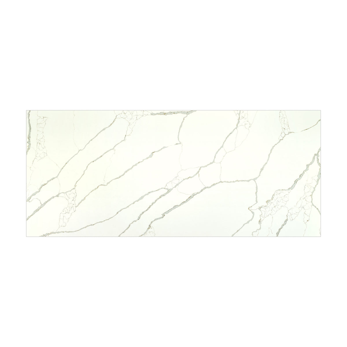 New Calacatta Laza Gold quartz slab, full slab view