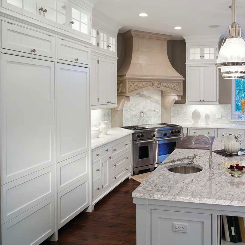 New River White granite countertop installed in a kitchen