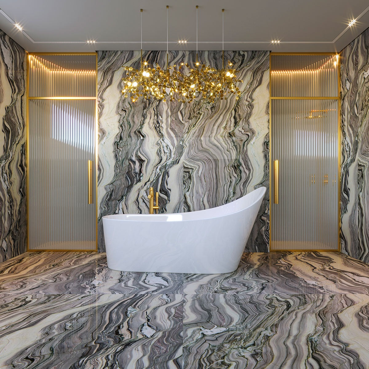 Platinum Blue quartzite installed in a room setting