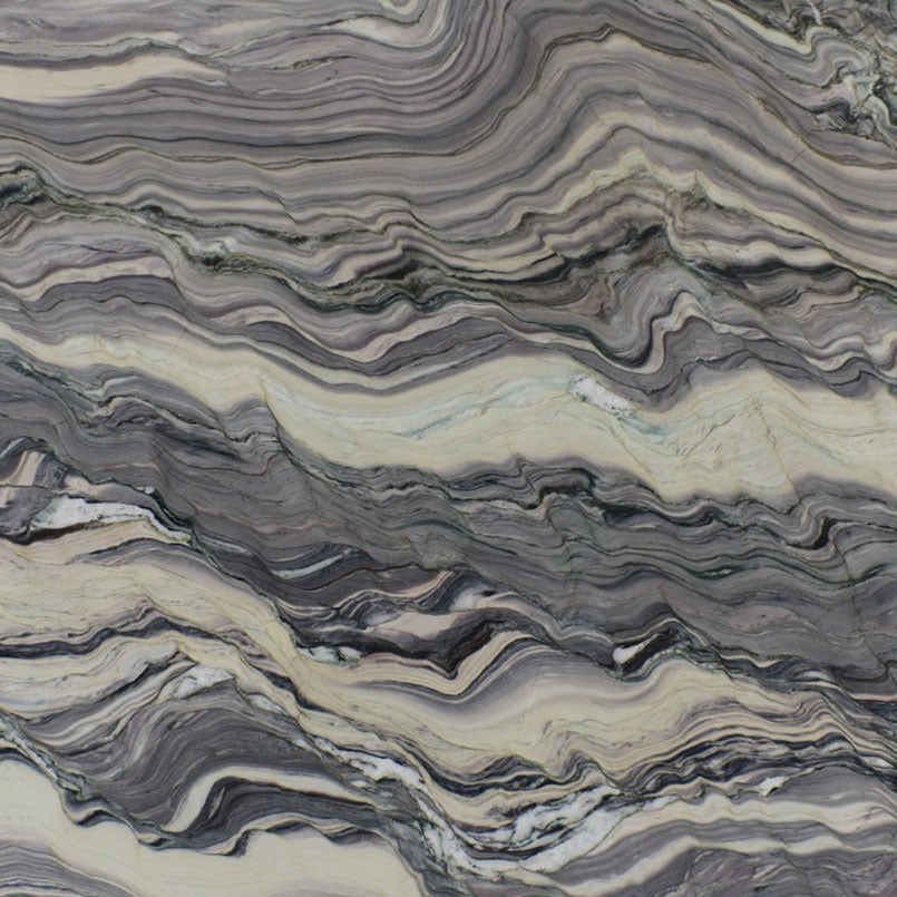 Platinum Blue quartzite slab, close up of the stone surface