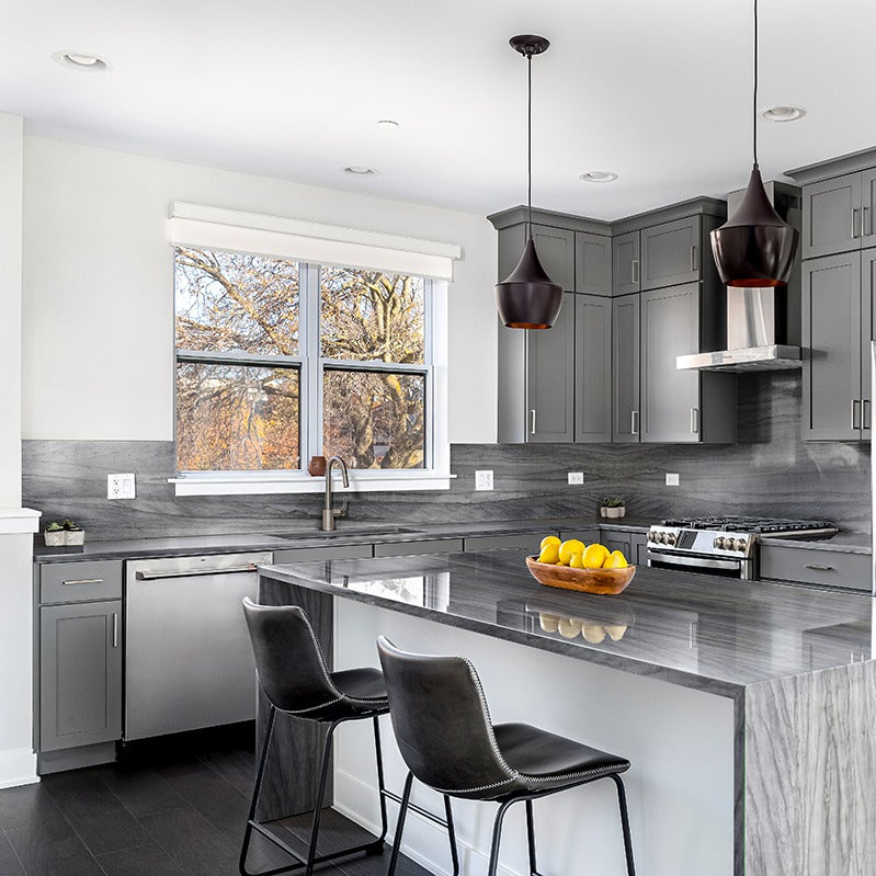Platinum Gray quartzite installed in a room setting
