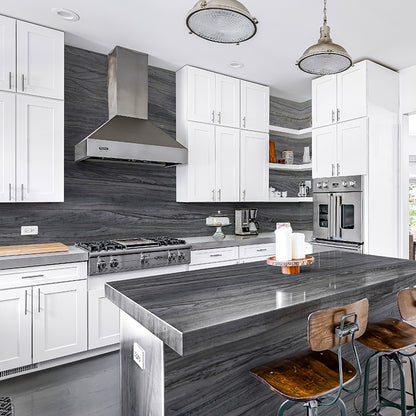 Platinum Gray quartzite installed in a room setting