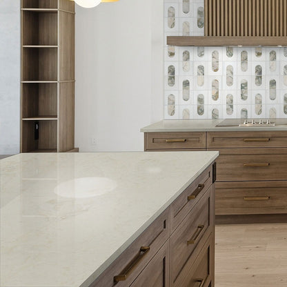 Serataj quartz kitchen countertop installed in a room setting