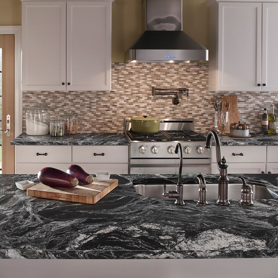 Silver Waves granite countertop installed in a kitchen