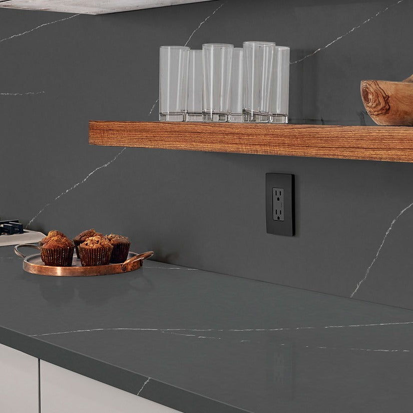 Soapstone Metropolis quartz countertop installed in a room setting