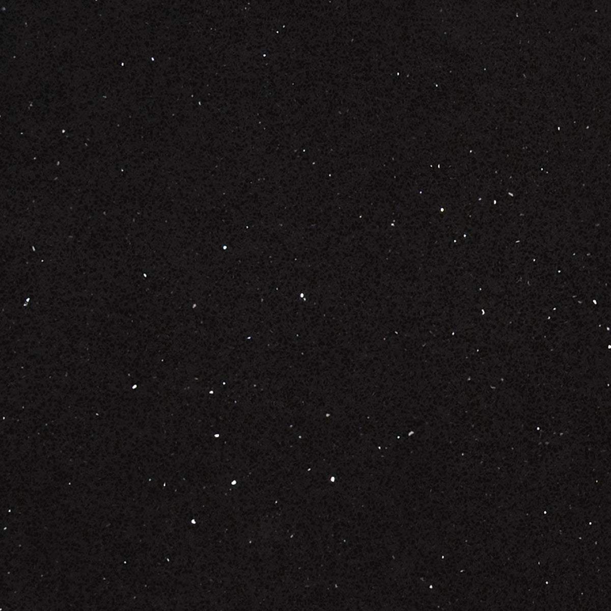 Sparkling Black quartz slab, close up of the surface