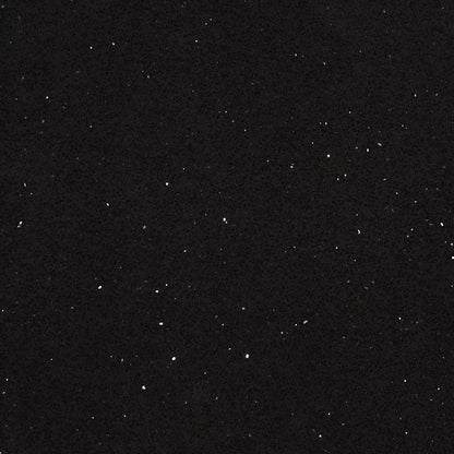 Sparkling Black quartz slab, close up of the surface